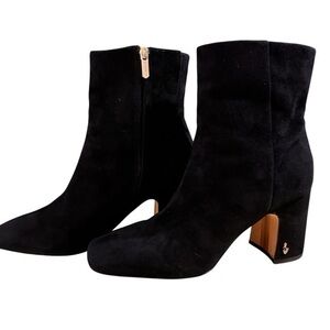 SAM EDELMAN FAWN BLOCK HEEL BOOTIE Black Suede size‎ 8.5 EUC
